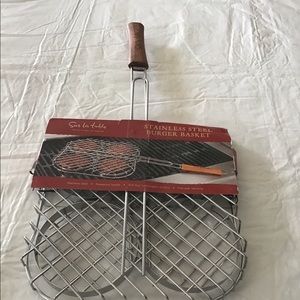 Stainless Steel Burger basket cook 4 burgers, NWT